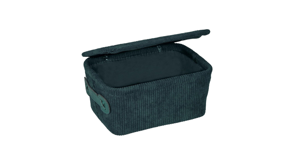 Wenko Anela bath basket with lid, dark green