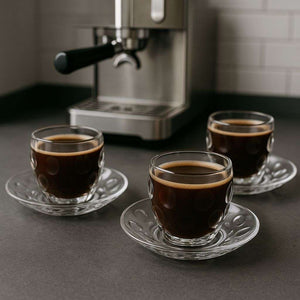 Guzzini Glass Espresso Cup & Plastic Saucer