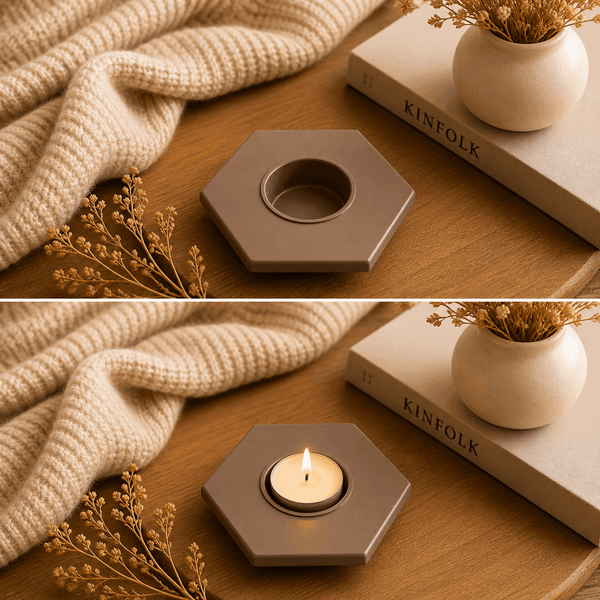 Modern Hexagonal Matte Iron Candle Holder