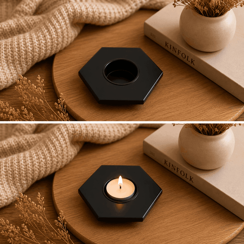 Modern Hexagonal Matte Iron Candle Holder