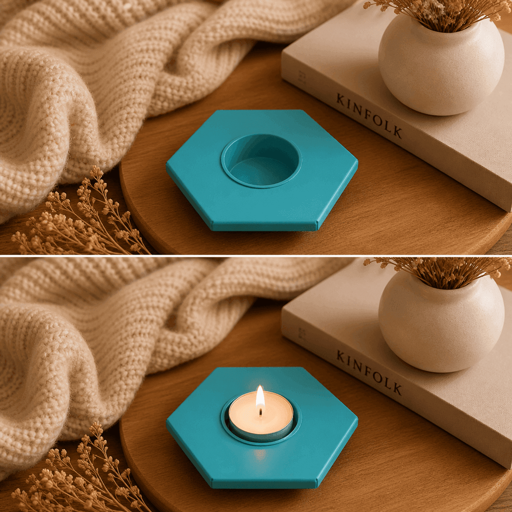 Modern Hexagonal Matte Iron Candle Holder