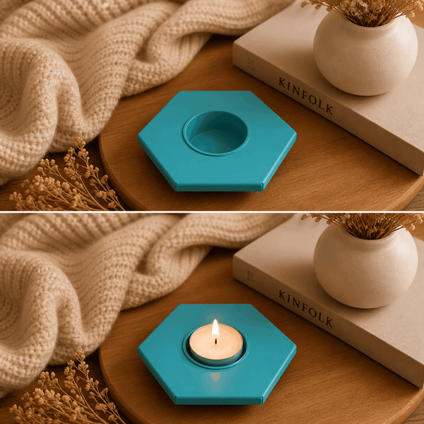 Modern Hexagonal Matte Iron Candle Holder