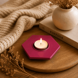 Modern Hexagonal Matte Iron Candle Holder