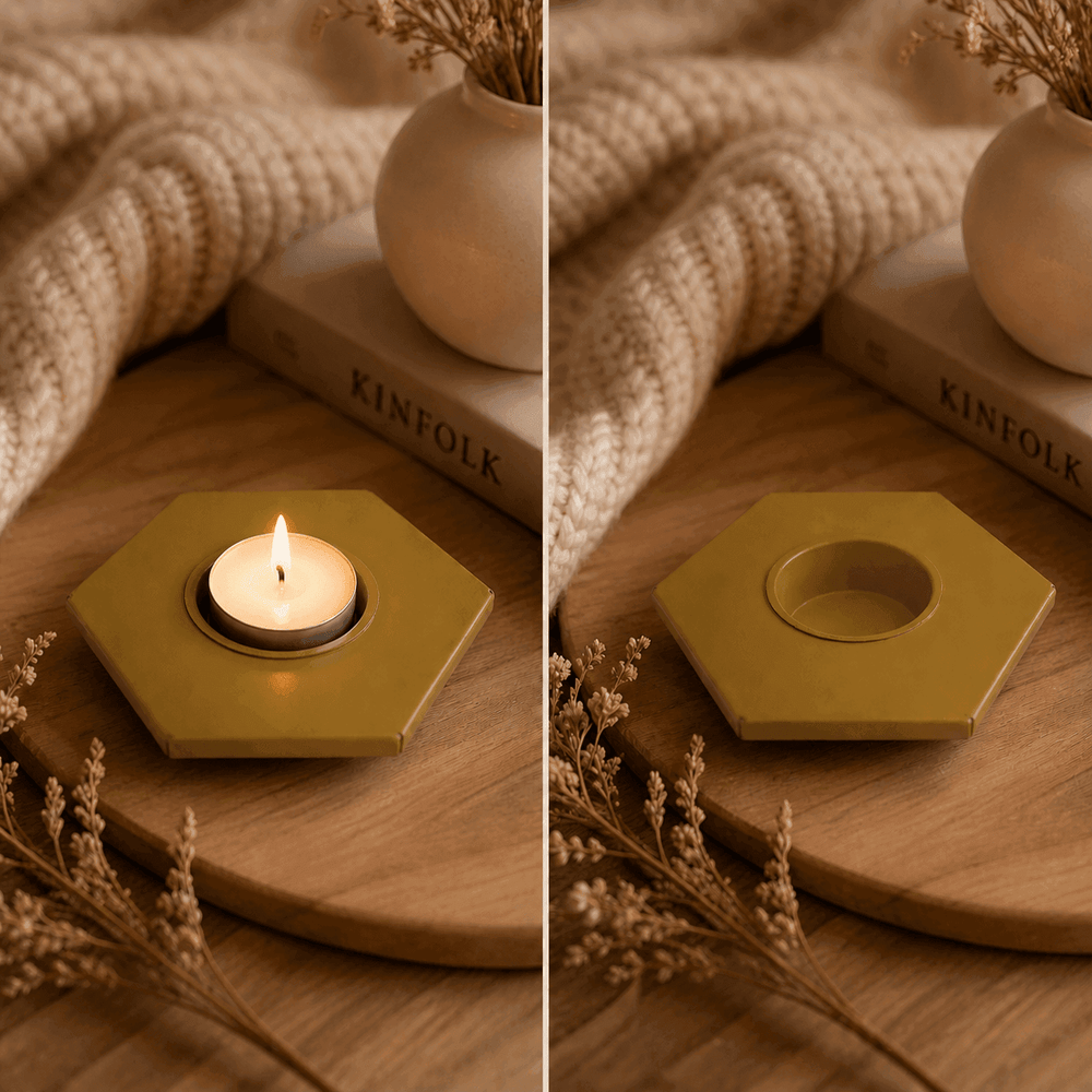 Modern Hexagonal Matte Iron Candle Holder