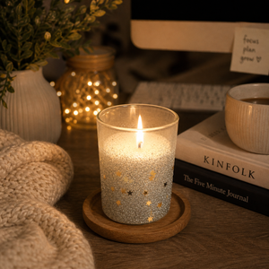 Glitter Star Candle Collection in Black, Gold or Silver
