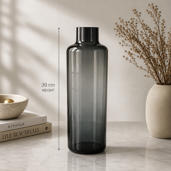 Salt & Pepper Smoked Grey Glass Vase