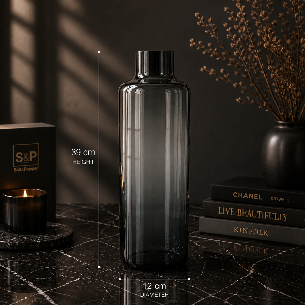 Salt & Pepper Smoked Grey Glass Vase