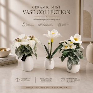 Migros Ceramic Vase with Elegant Textured White Décor - 3 models