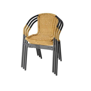 Vega Amigo Outdoor Bistro Chair – Stackable Rattan-Look Armchair with Steel Frame
