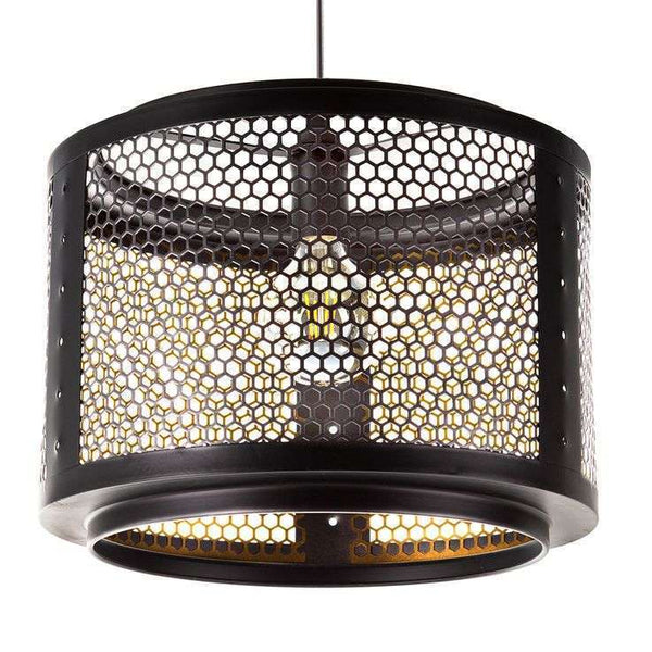 Nino Germany VITO Cage Pendant Light – Industrial Black & Gold Hexagonal Hanging Lamp