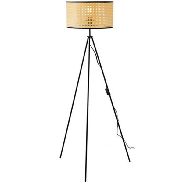 Nino Germany Lu Vintage Rattan Weave Tripod Floor Lamp