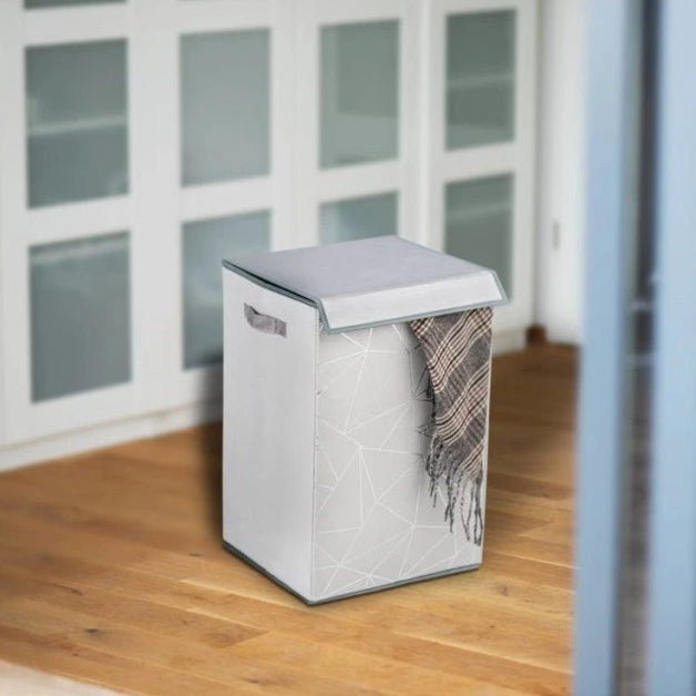 Wenko Sam Grey Rectangular Laundry Basket – Velour-Touch Hamper with Lid Intro