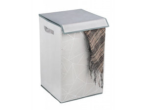 Wenko Sam Grey Rectangular Laundry Basket – Velour-Touch Hamper with Lid Intro