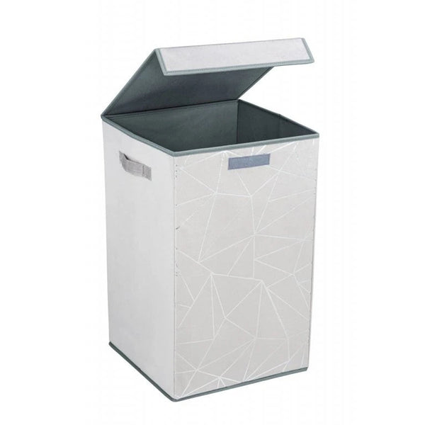 Wenko Sam Grey Rectangular Laundry Basket – Velour-Touch Hamper with Lid Intro