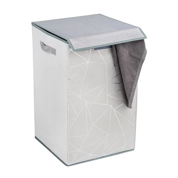 Wenko Sam Grey Rectangular Laundry Basket – Velour-Touch Hamper with Lid Intro