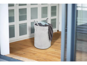 Wenko Samira Gray Laundry Collector – Elegant Velour Touch Fabric Basket