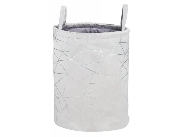 Wenko Samira Gray Laundry Collector – Elegant Velour Touch Fabric Basket
