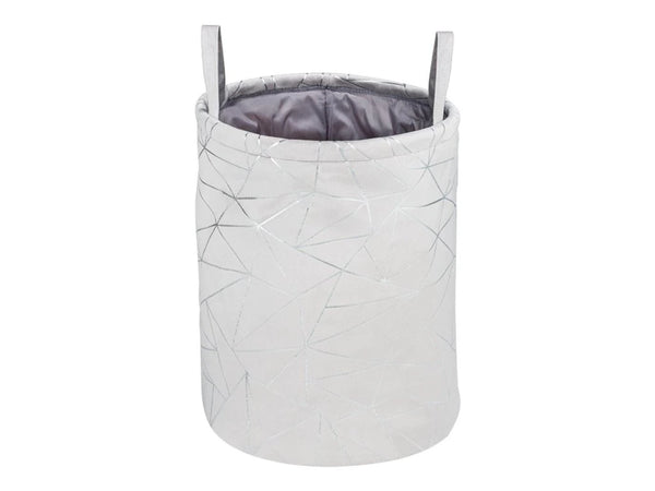 Wenko Samira Gray Laundry Collector – Elegant Velour Touch Fabric Basket