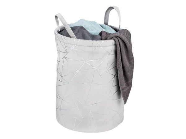 Wenko Samira Gray Laundry Collector – Elegant Velour Touch Fabric Basket