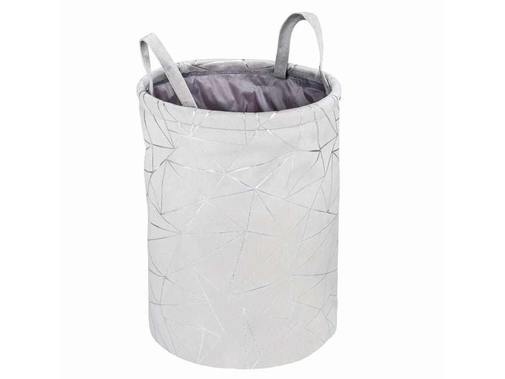Wenko Samira Gray Laundry Collector – Elegant Velour Touch Fabric Basket