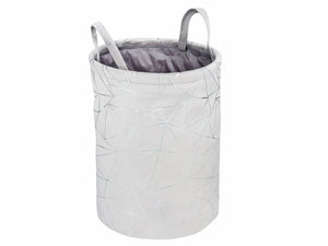 Wenko Samira Gray Laundry Collector – Elegant Velour Touch Fabric Basket