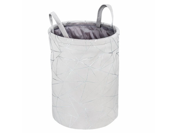 Wenko Samira Gray Laundry Collector – Elegant Velour Touch Fabric Basket