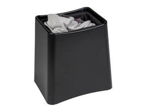 Wenko PLUS Bathroom Stool & Laundry Collector – 2-in-1 Black Storage Pouf