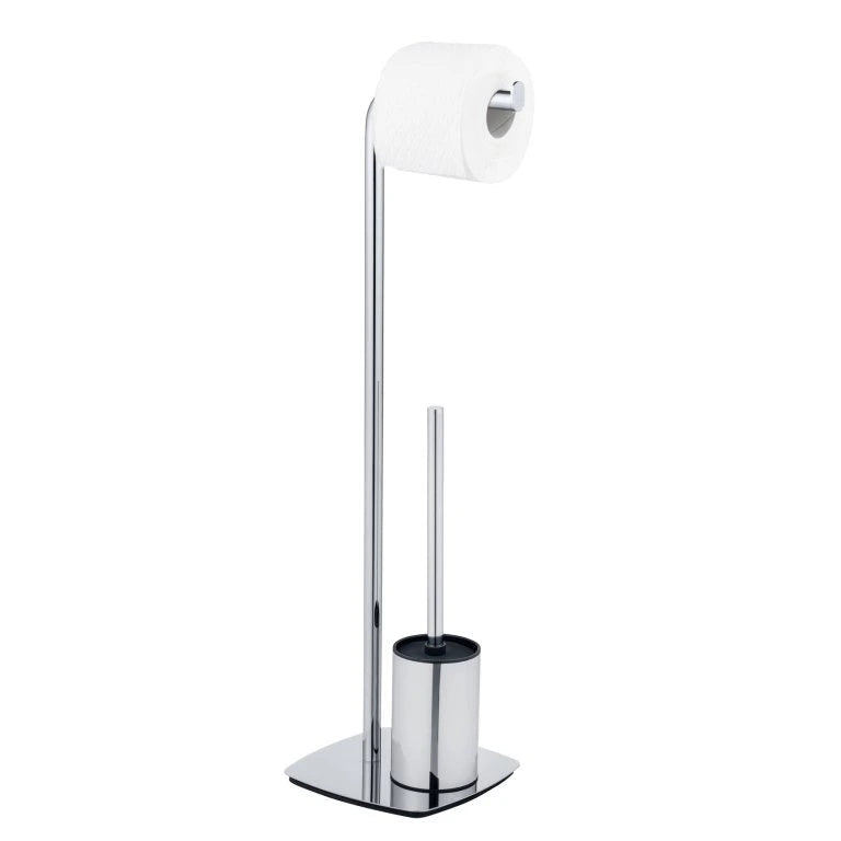 Wenko Freestanding Toilet Iria Set – Chrome Paper Holder & Silicone Brush