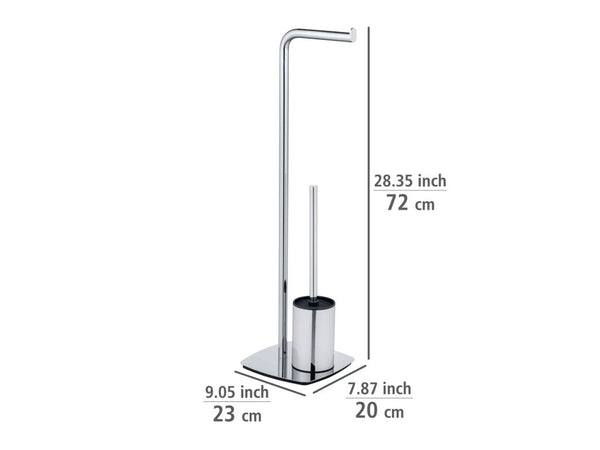 Wenko Freestanding Toilet Iria Set – Chrome Paper Holder & Silicone Brush