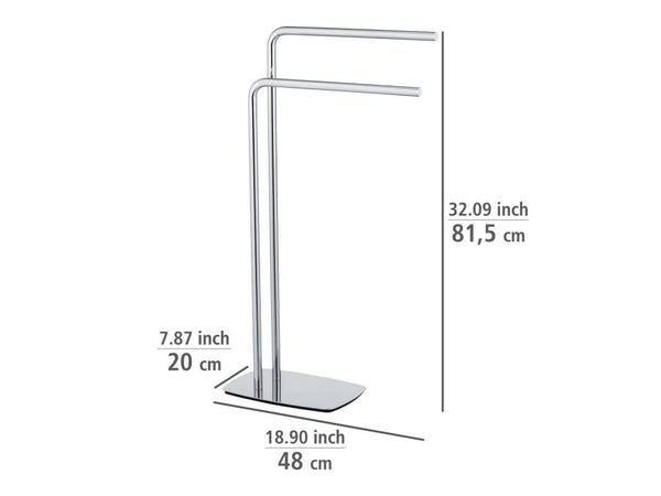 Wenko Iria Standing Towel Rack – Glossy Chrome 2-Bar Clothes Organizer Intro