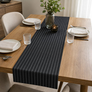 black table runner, striped table runner 145 cm, modern dining table runner, black and white table runner, woven table runner, contemporary table décor, dining table decoration, 145 x 50 cm table runner