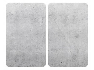 Wenko Universal Glass Stove Cover Plates – 2pc Set, Concrete Look Splash Guard & Cutting Board