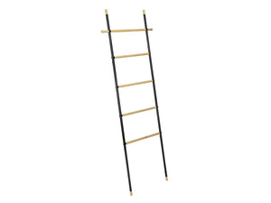 Wenko Loft Towel Ladder – Industrial Black Steel & Bamboo Rack with Hooks