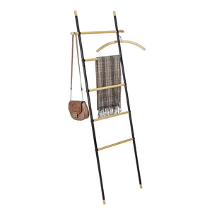 Wenko Loft Towel Ladder – Industrial Black Steel & Bamboo Rack with Hooks