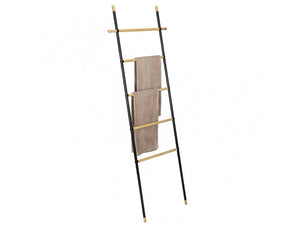 Wenko Loft Towel Ladder – Industrial Black Steel & Bamboo Rack with Hooks