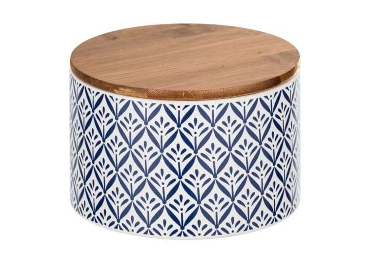 Wenko Ceramic Box with Blue & White Mediterranean Pattern