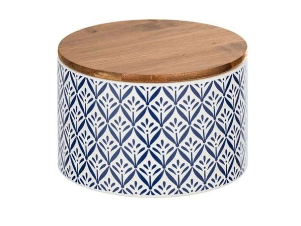 Wenko Ceramic Box with Blue & White Mediterranean Pattern