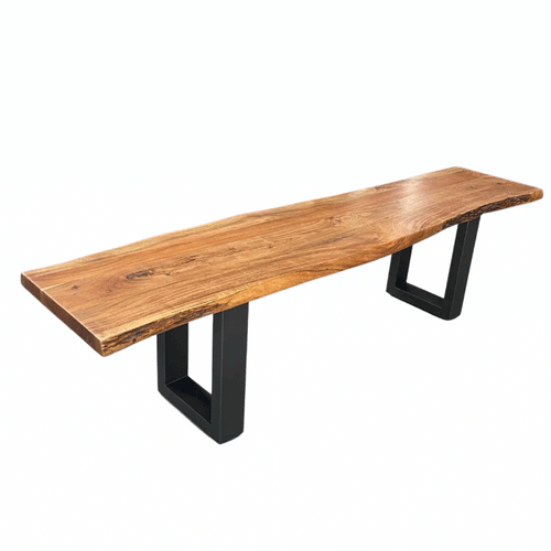 Modern Acacia Wood Bench – Premium Solid Wood & Steel Seating (180cm, 200cm, 220cm)