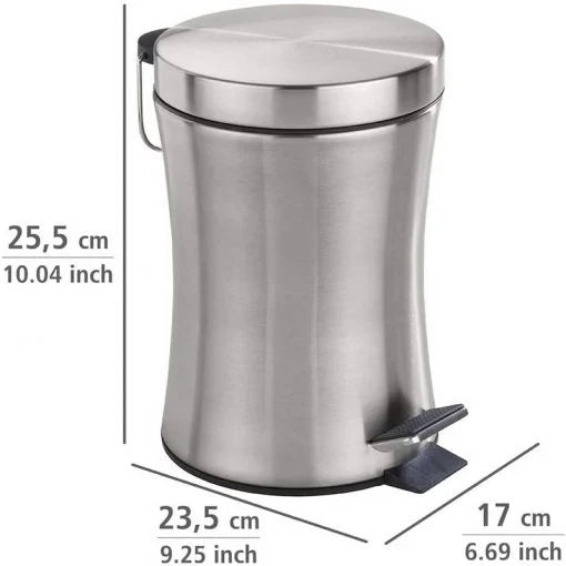 Wenko Pieno 3L Stainless Steel Pedal Trash Bin