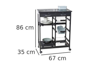 Wenko Bon Appetit Kitchen Trolley – 5-Tier Rolling Cart with Glass Cutting Board