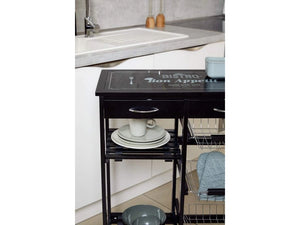 Wenko Bon Appetit Kitchen Trolley – 5-Tier Rolling Cart with Glass Cutting Board