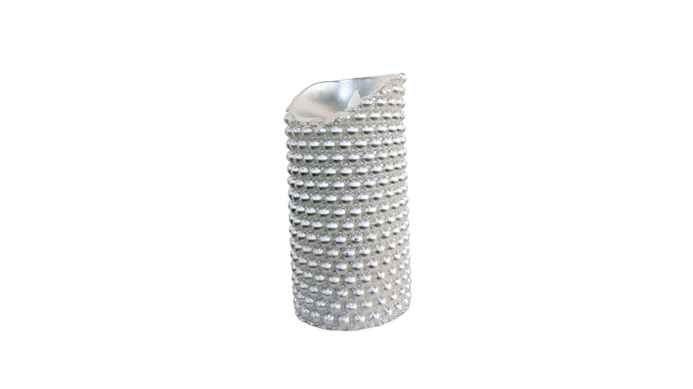 LED Candle Silver Pearls Large