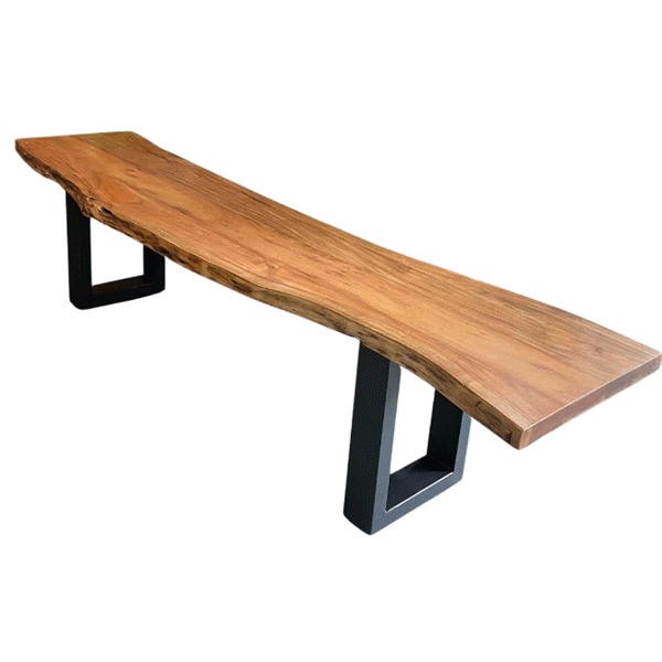 Modern Acacia Wood Bench – Premium Solid Wood & Steel Seating (180cm, 200cm, 220cm)