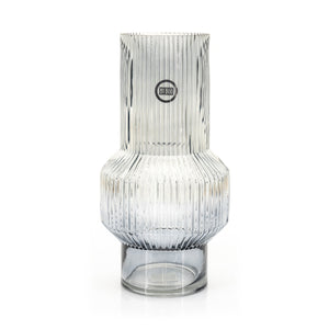 BY-Boo Riba Ribbed Glass Vase in Grey - Middle Blown Glass