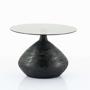 By-Boo Bond Coffee Table – Round Mango Wood & Glass Center Table
