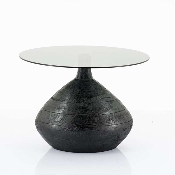 By-Boo Bond Coffee Table – Round Mango Wood & Glass Center Table
