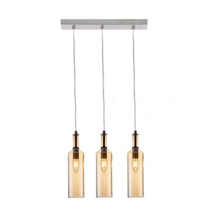 Nino Germany Coppery Glass Metal 3-Light Bottle Pendant Lamp