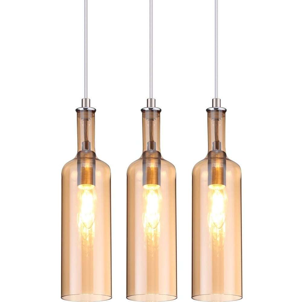 Nino Germany Coppery Glass Metal 3-Light Bottle Pendant Lamp