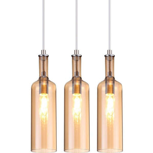 Nino Germany Coppery Glass Metal 3-Light Bottle Pendant Lamp