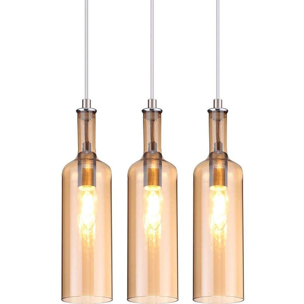 Nino Germany Coppery Glass Metal 3-Light Bottle Pendant Lamp